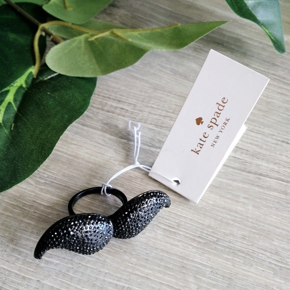 kate spade Jewelry - Kate Spade mustache black crystal pave ring NWT